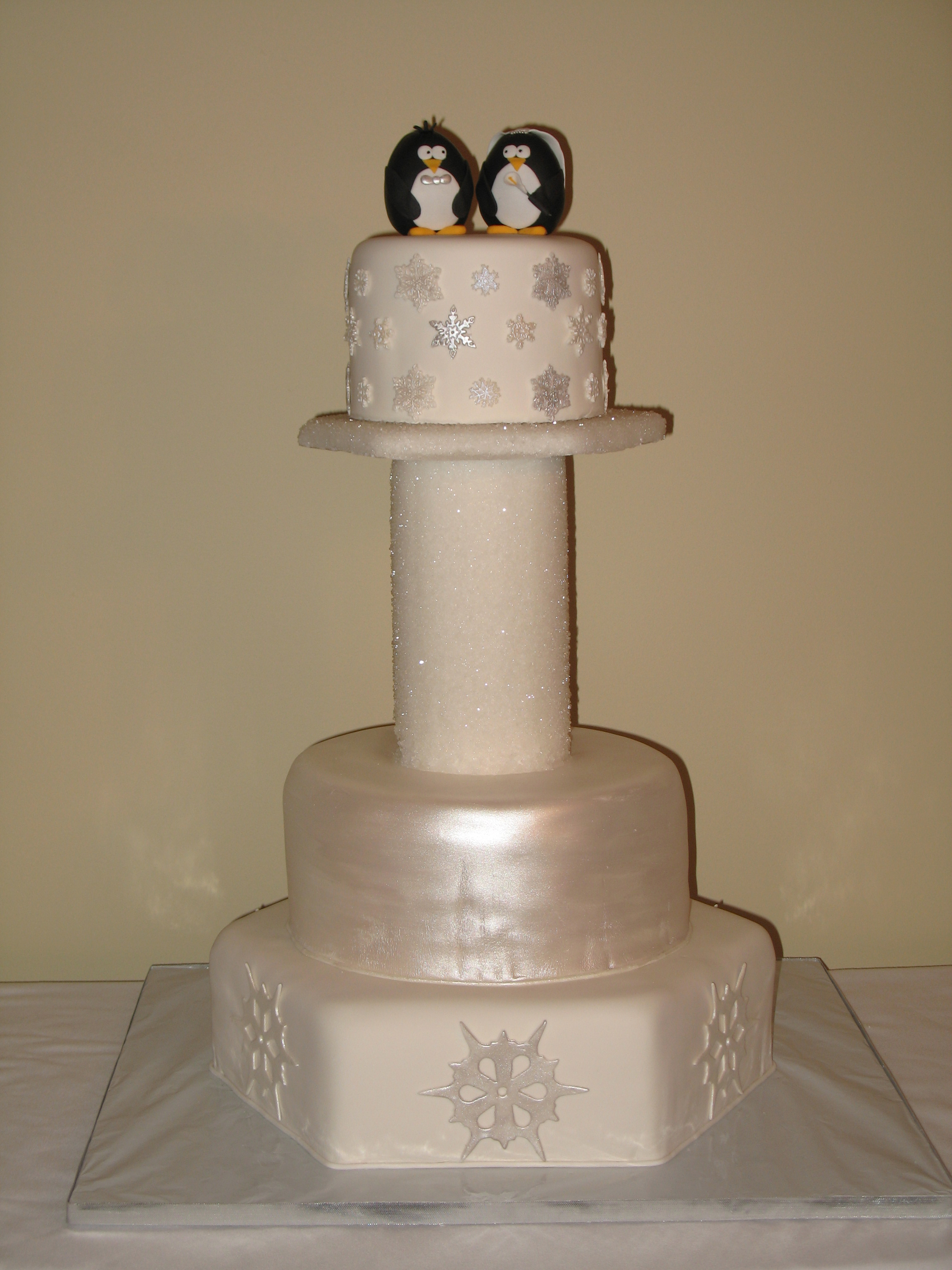 penguin wedding cake