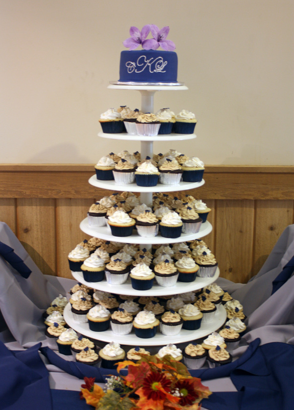 Navy Blue Wedding Cupcake Tower