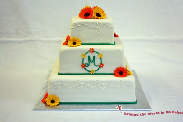 gerbera daisy wedding cake
