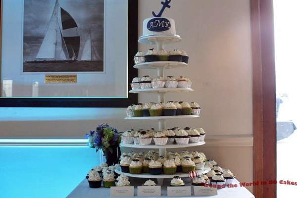 nautical wedding cupcake tower