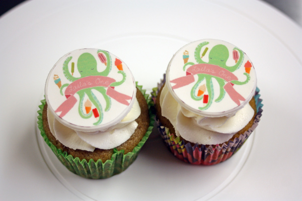 octopus first birthday gluten free cupcakes