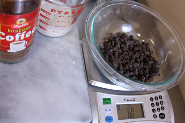 Mocha Ganache recipe- weighing chocolate