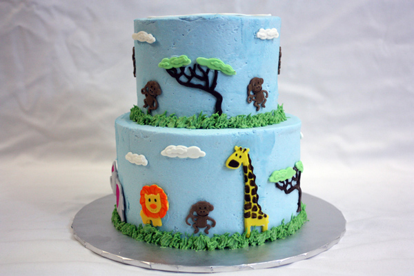 2 Tier animal Themed Baby Shower Cake  Susies Cakes
